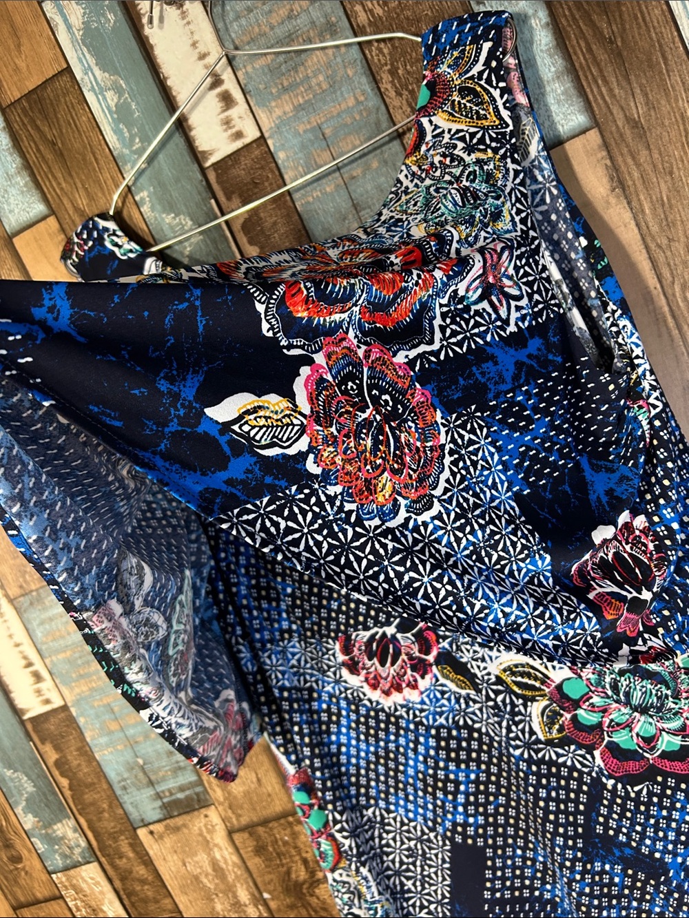 Rafaella Navy Floral & Multicolor Print Midi Dress - Picture 4 of 16